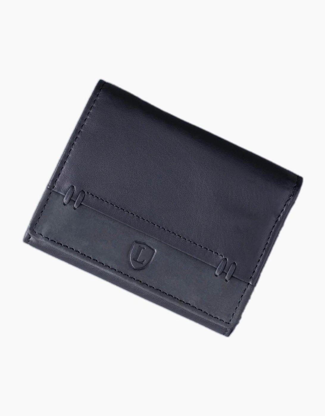 Men's Stitch Leather Tri-Fold Wallet - Black - Size: ONE size