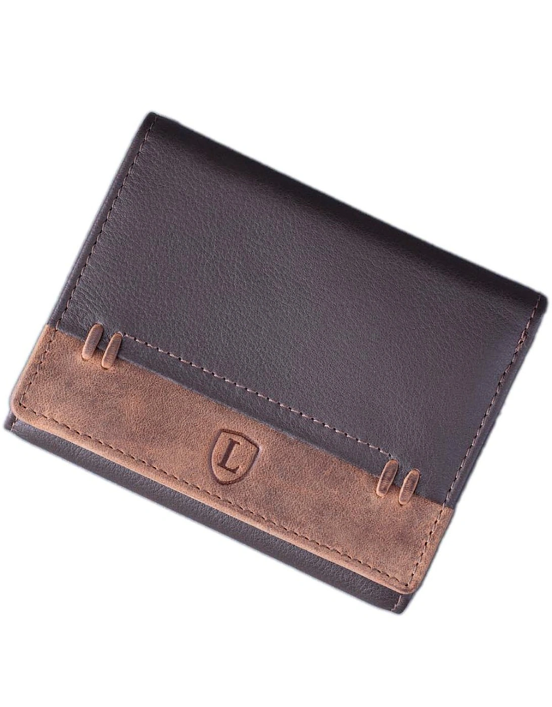 Men's Stitch Leather Tri-Fold Wallet - Brown - Size: ONE size