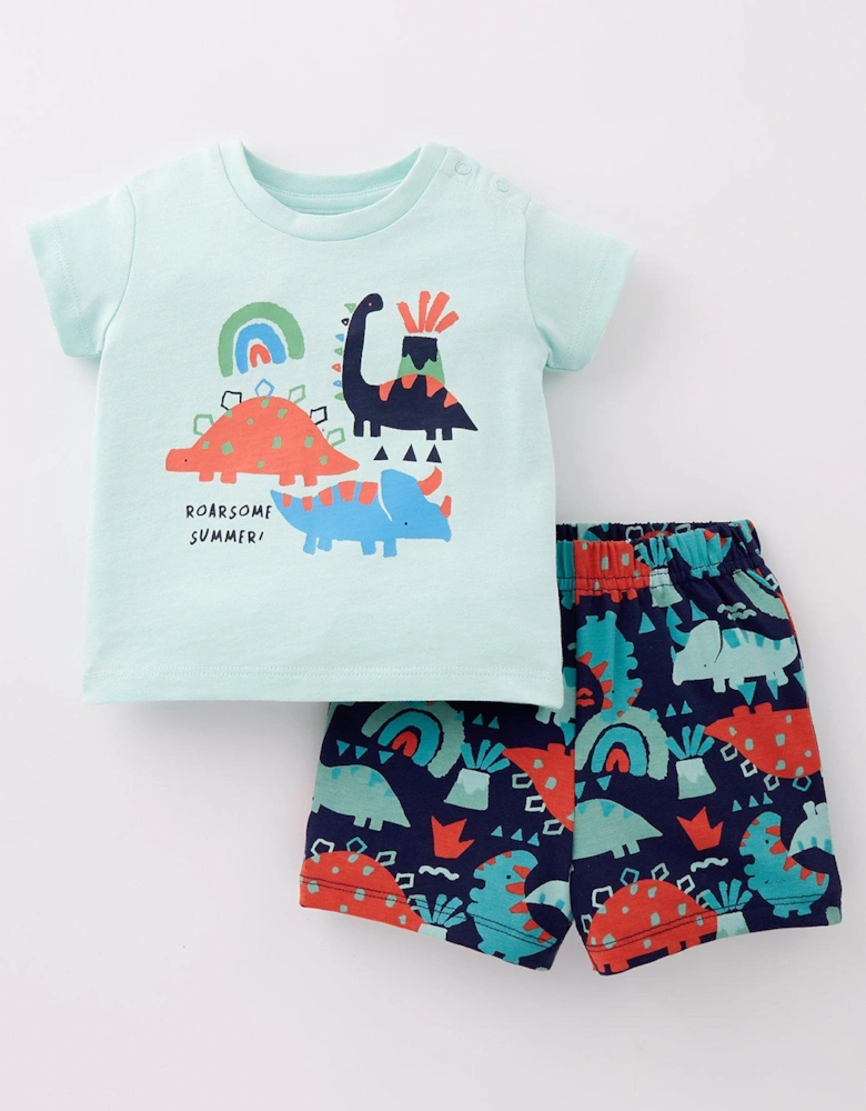 Baby Boys Short Sleeve Dinosaur T-Shirt and Short Set - Multi