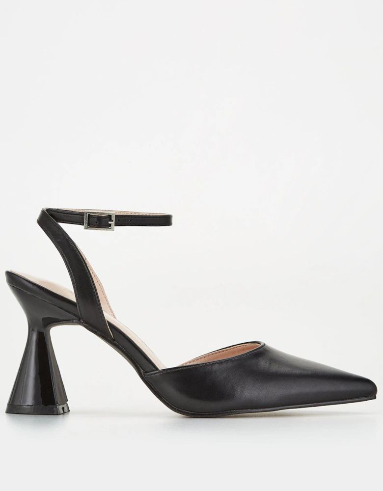 Carmello Heel Detail Ankle Strap Sandal - Black