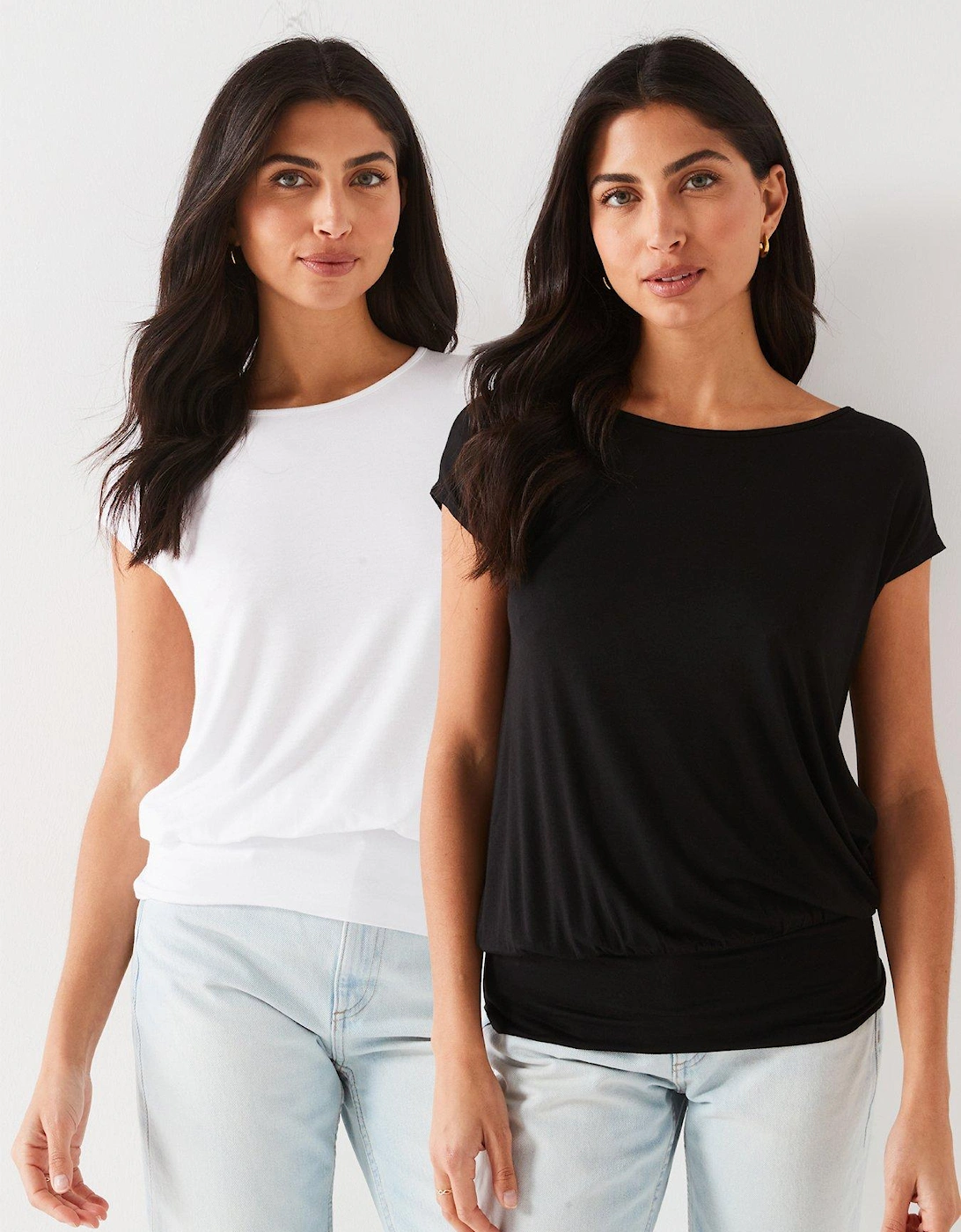 Bubble Wide Hem T-Shirts (2 pack) - Black/White, 2 of 1
