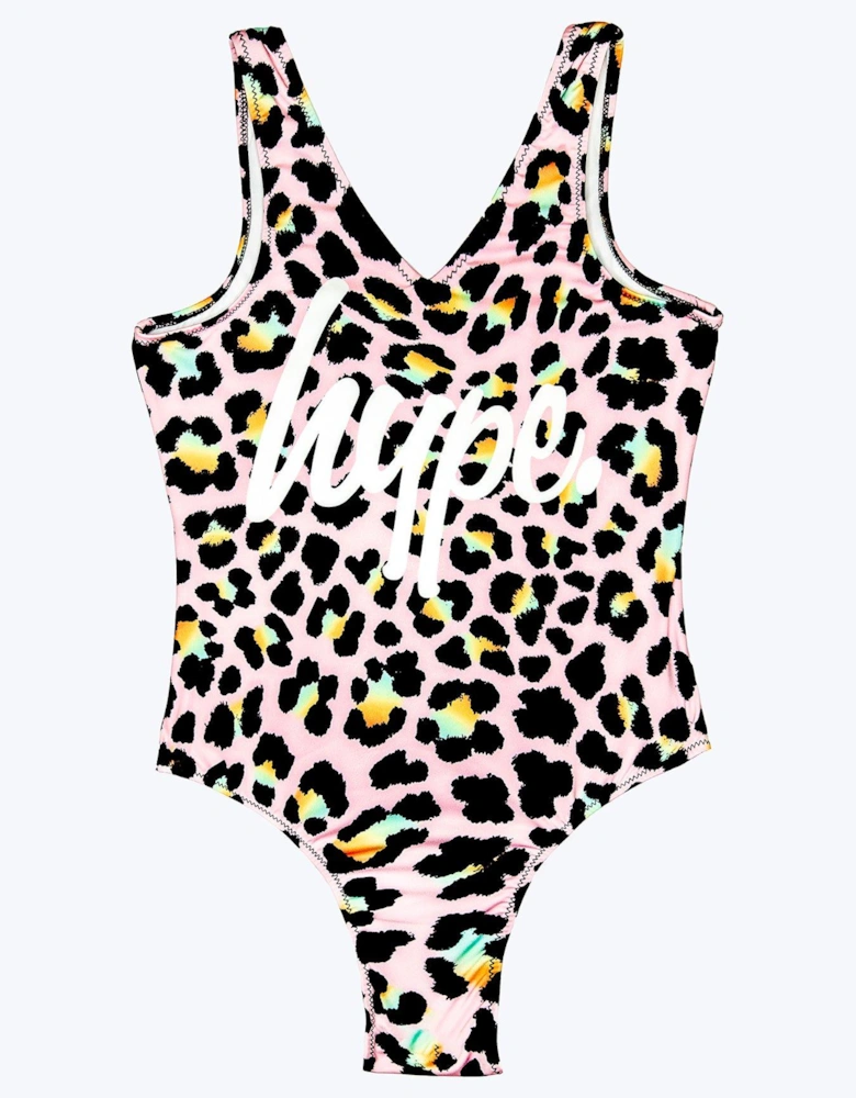 Girls Multi Disco Leopard Swimsuit
