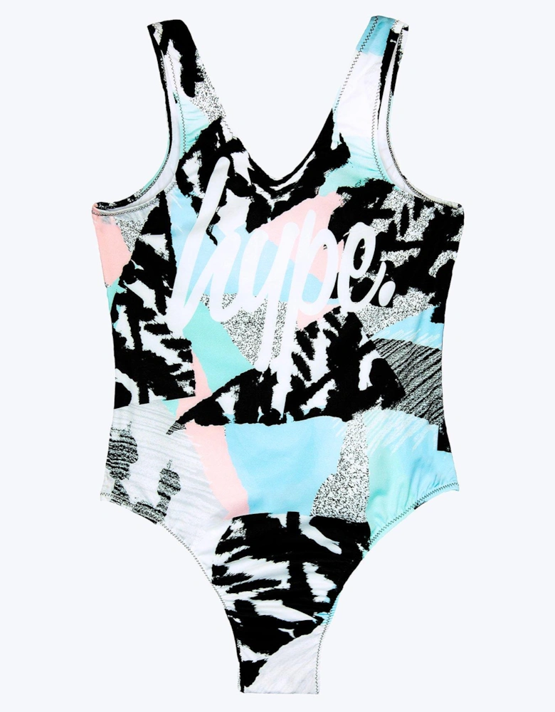 Girls Multi Pastel Abstract Swimsuit