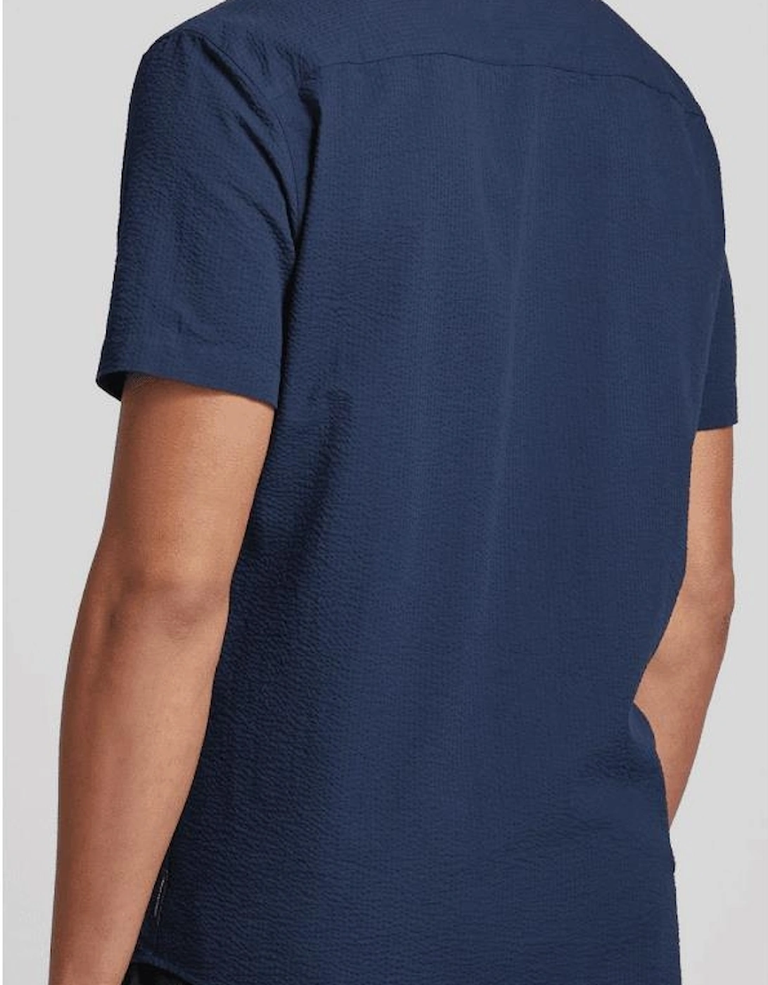 Short Sleeve Textured Navy Shirt