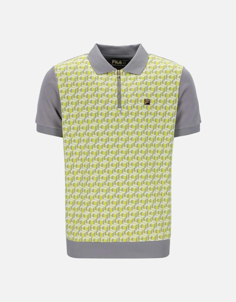 Gold Axel Geo Jacquard Polo - Yellow / Grey