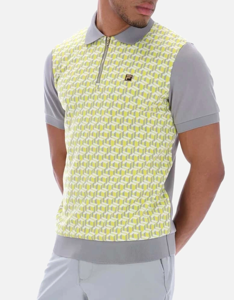 Gold Axel Geo Jacquard Polo - Yellow / Grey