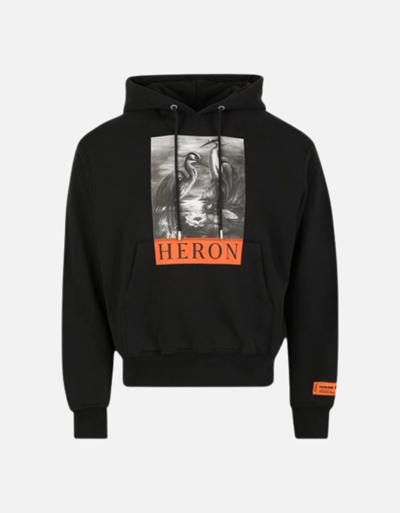 Boxed Heron Logo Black Hoodie