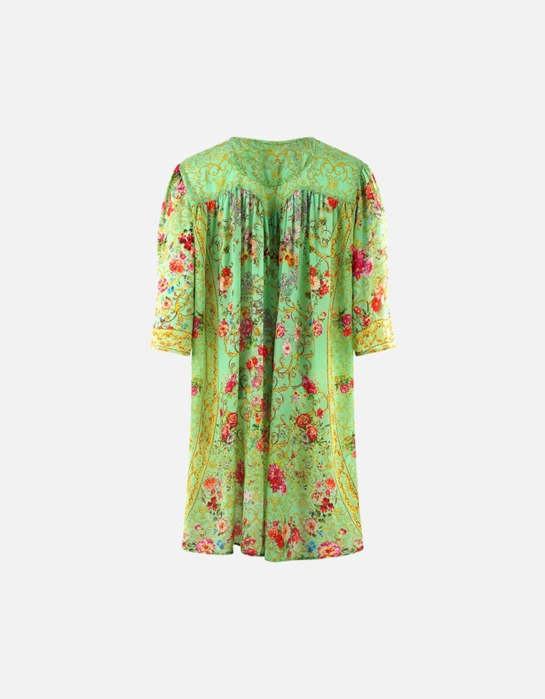 Chartreuse 12007 Green Silk Gathered Dress