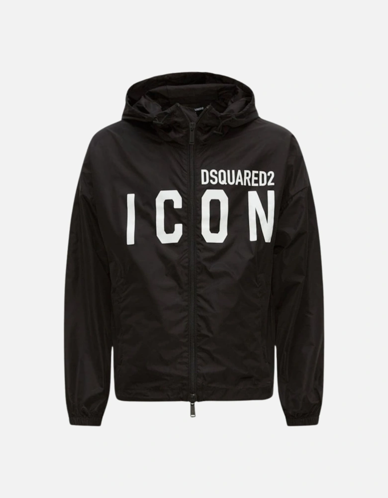 Large Icon Logo Thin Black Windbreaker Jacket