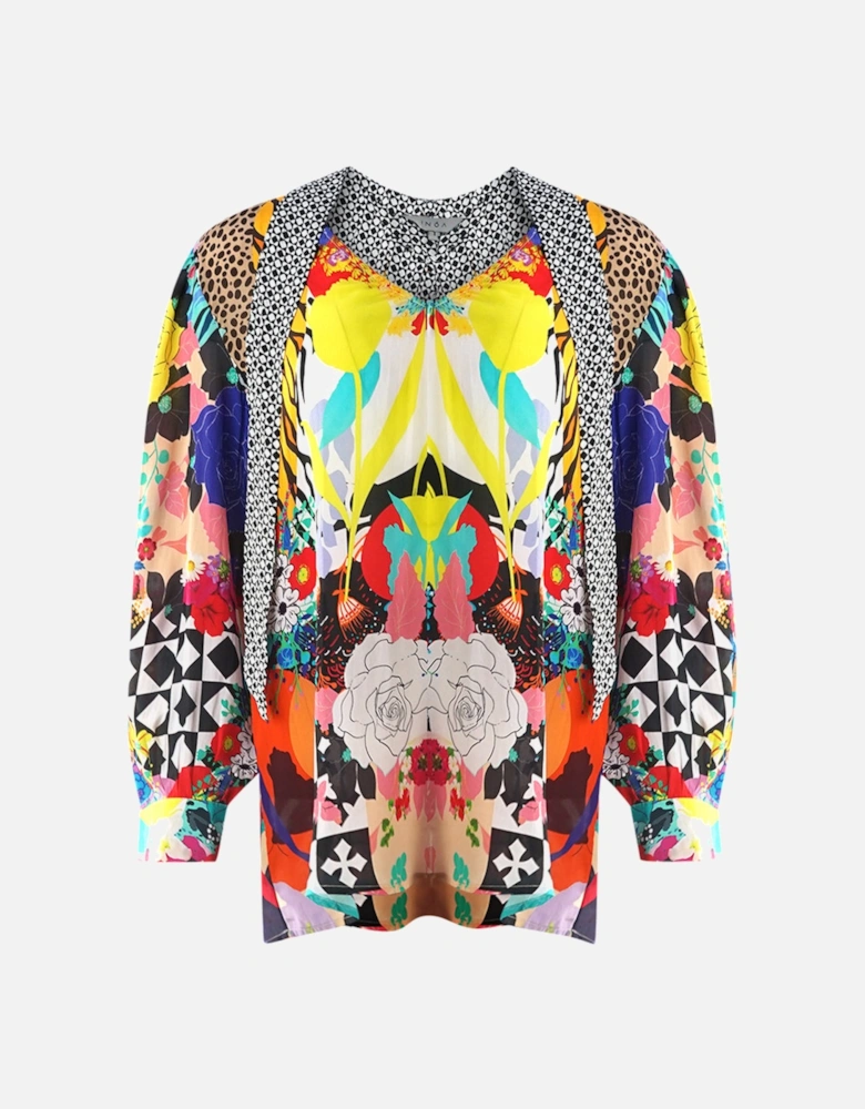 Monrovian 12001 Multi Long Sleeve Blouse Silk Shirt