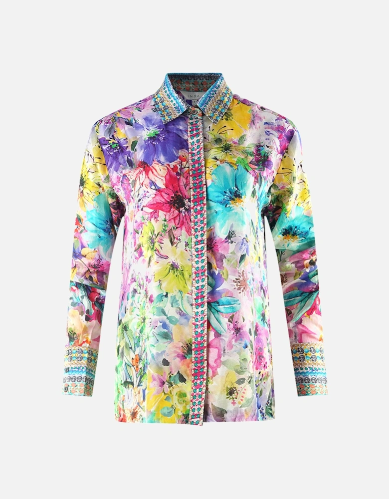 Tivoli Gardenia 12009 Multicoloured Long Sleeve Blouse Silk Shirt