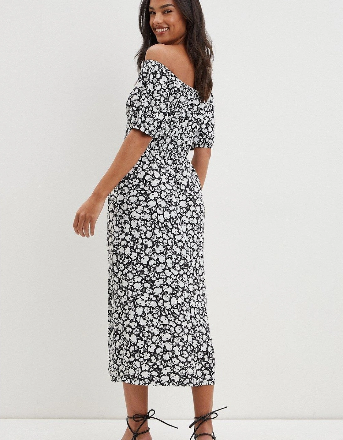 Womens/Ladies Floral Bardot Midi Dress