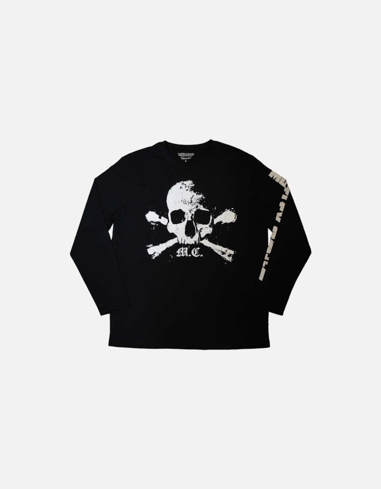 Unisex Adult Orbit Skull Sleeve Print Long-Sleeved T-Shirt