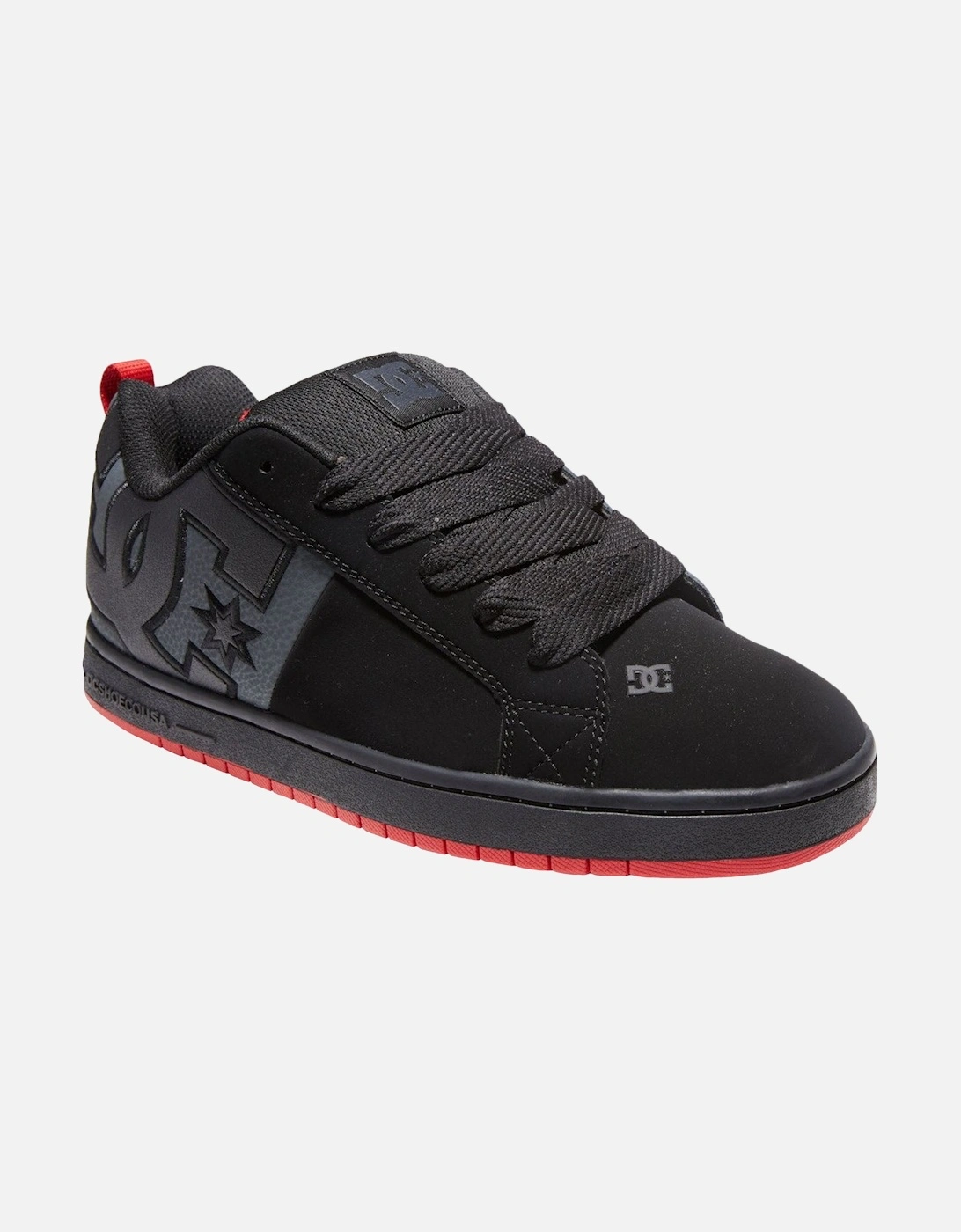Mens Court Graffik Suede Trainers - Black/Grey/Red, 5 of 4