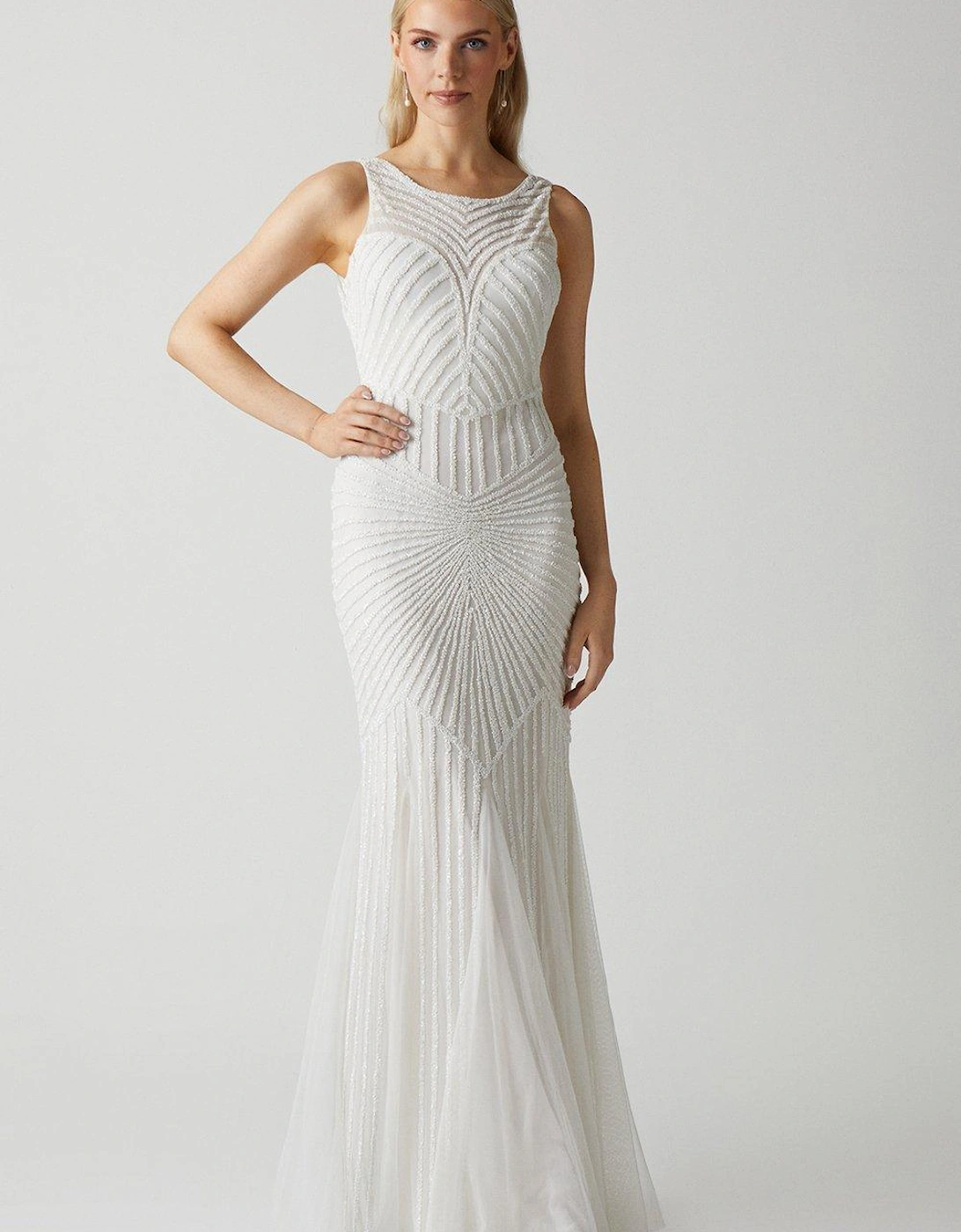 Premium Linear Embellished Wedding Dress, 2 of 1