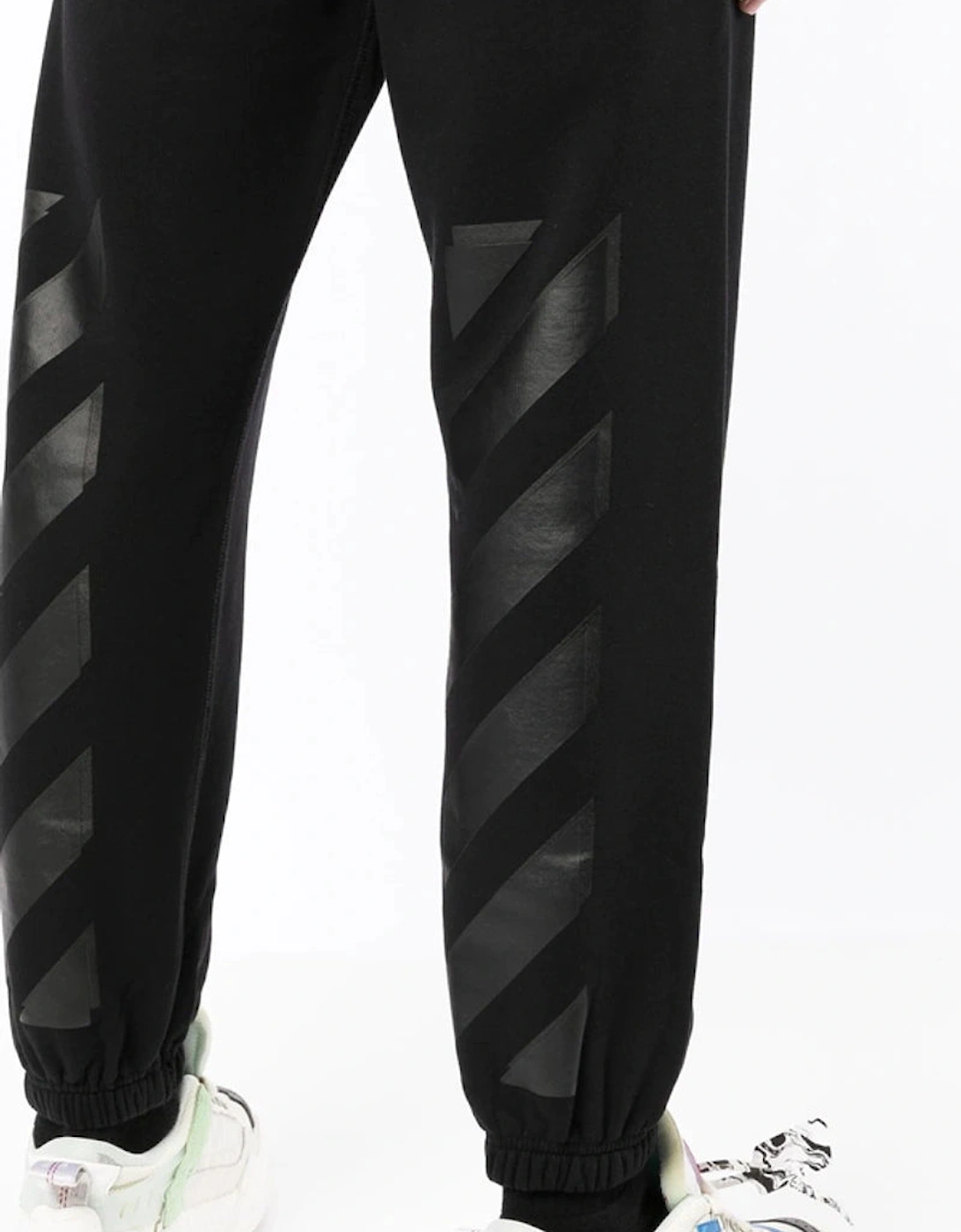 Diagonal Tab Printed Joggers in Black