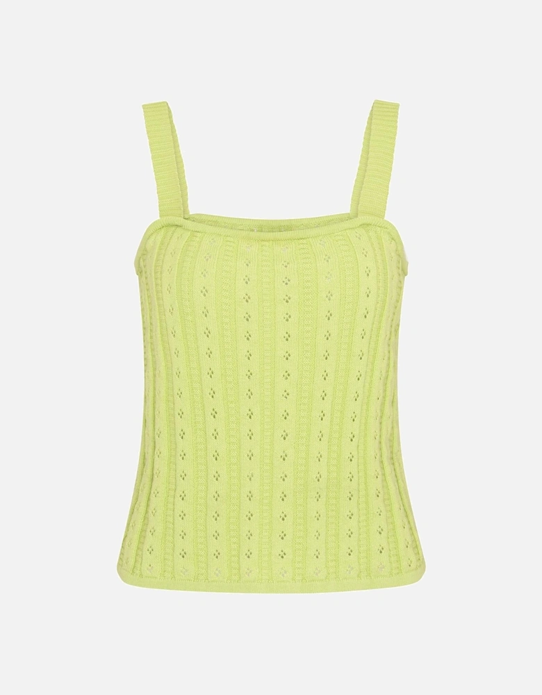 Knitted Pointelle Cami Top Green