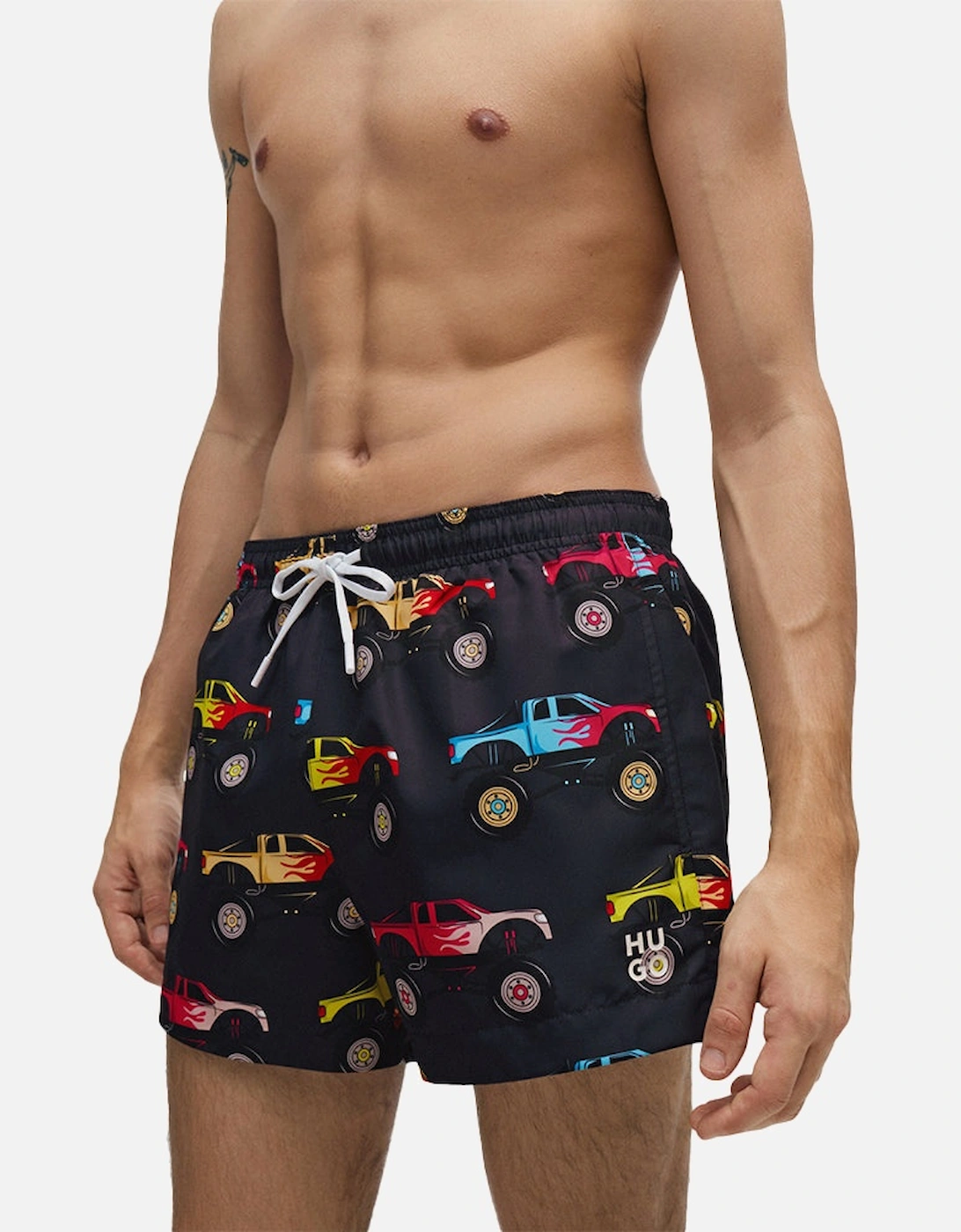 Janco Cars Print Swim Shorts, Black