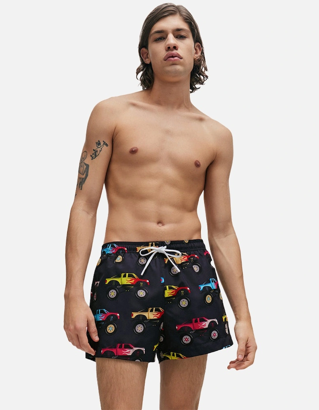 Janco Cars Print Swim Shorts, Black