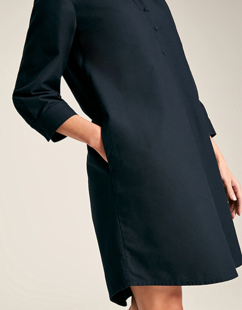 Women's Marlowe Shirt Dress with Nehru Collar Navy