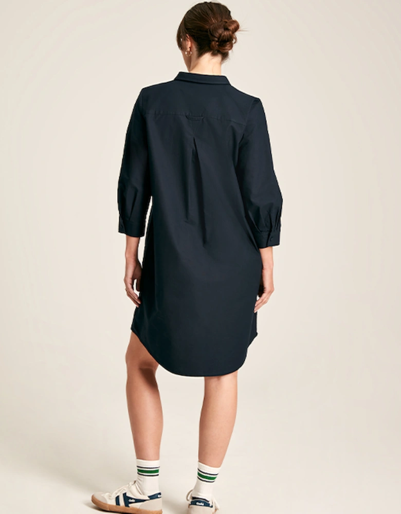 Women's Marlowe Shirt Dress with Nehru Collar Navy