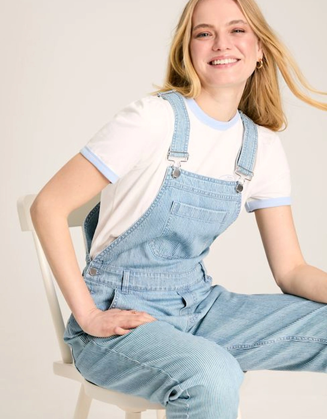 Railroad Pinstripe Denim Dungarees Blue & White