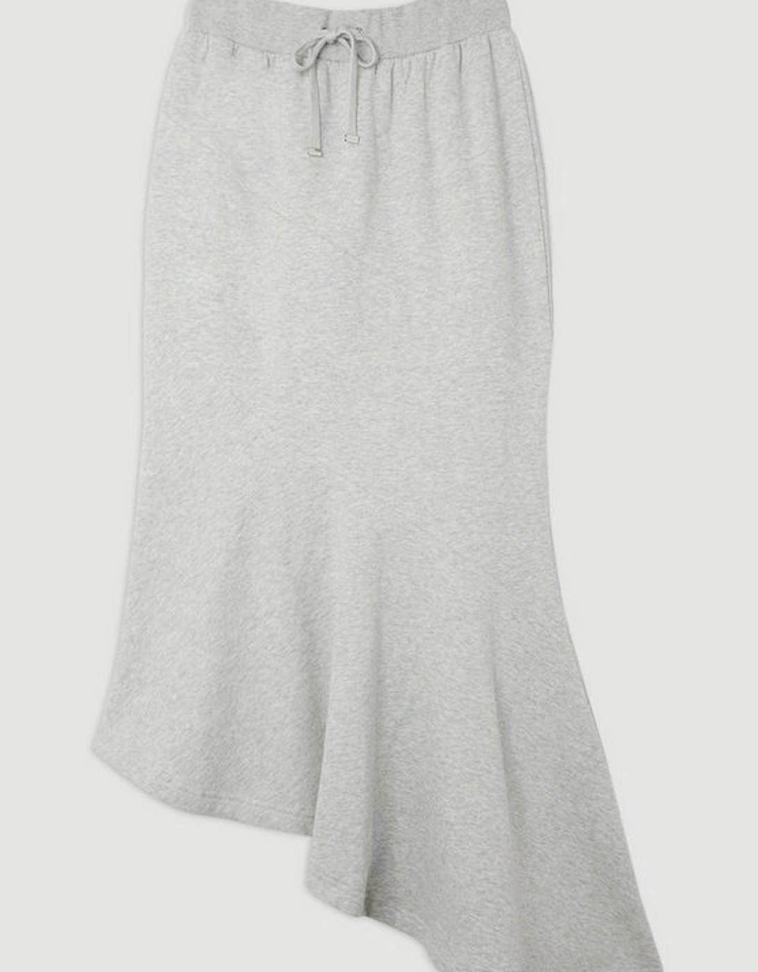 Fleece Cotton Jersey Waterfall Hem Maxi Skirt