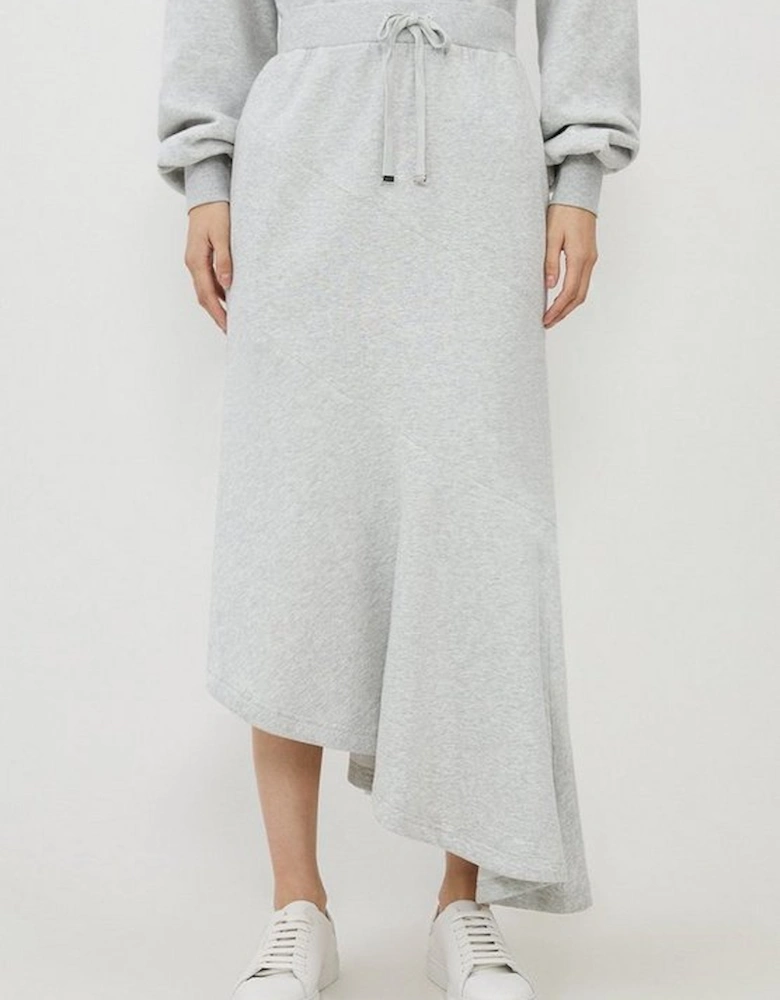 Fleece Cotton Jersey Waterfall Hem Maxi Skirt