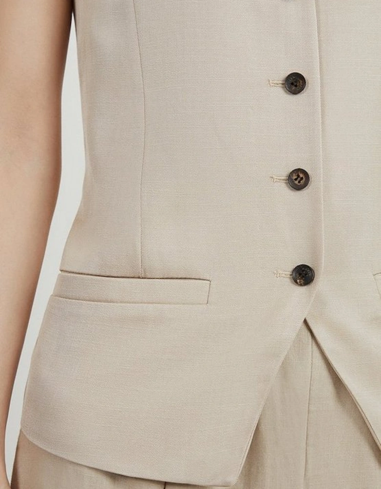 Premium Linen Button Through Tailored Top