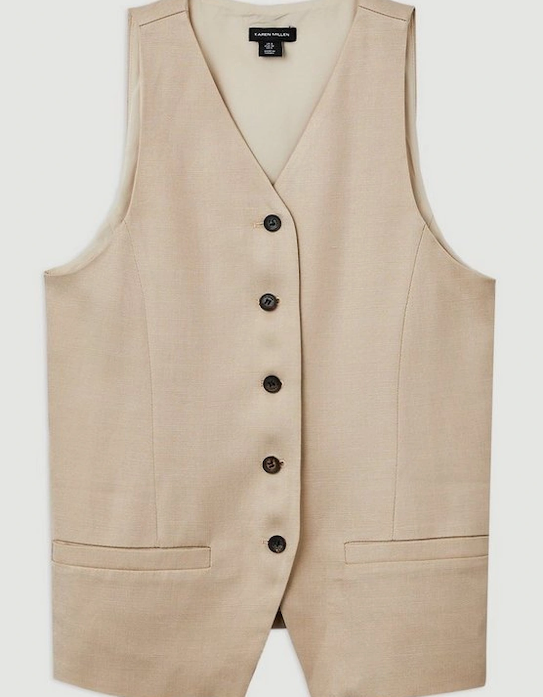 Premium Linen Button Through Tailored Top