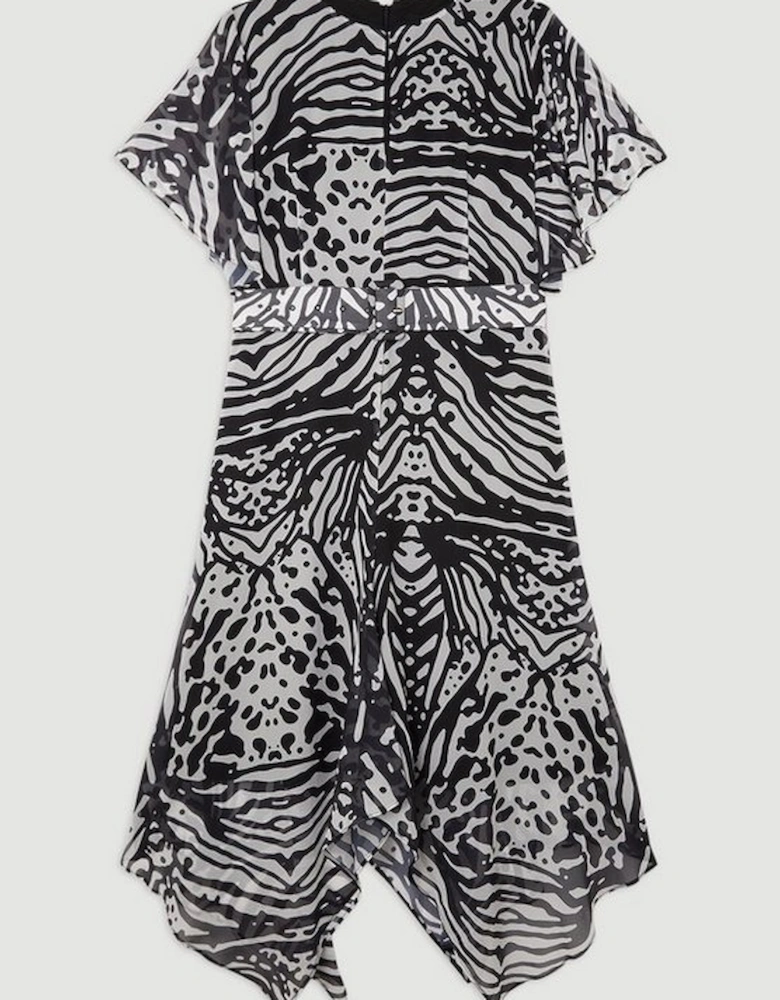 Plus Size Animal Print Georgette Woven Midi Dress
