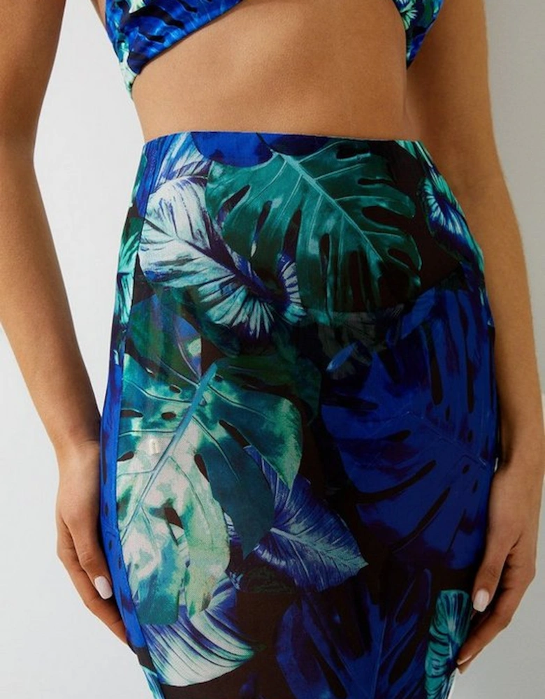 Palm Print Beach Maxi Skirt