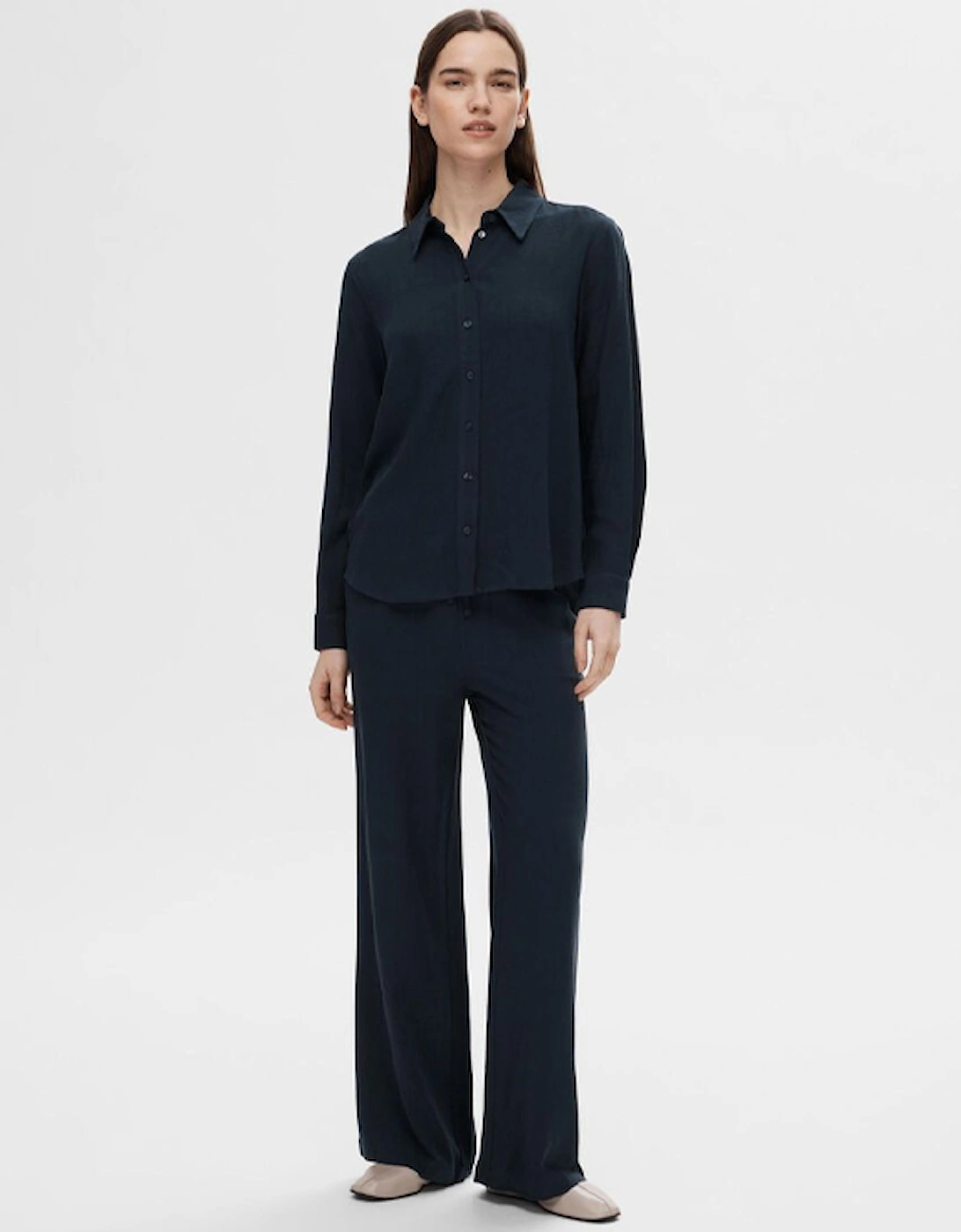 Femme Viva-Gulia Heavyweight Long Linen Pant Dark Sapphire