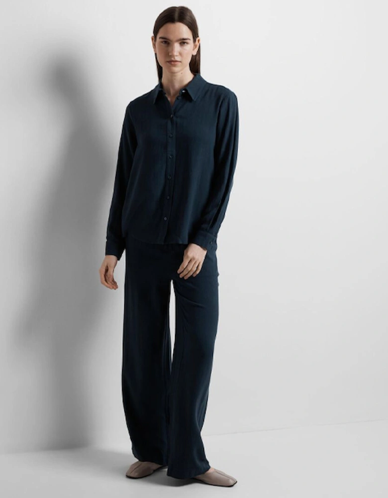 Femme Viva-Gulia Heavyweight Long Linen Pant Dark Sapphire