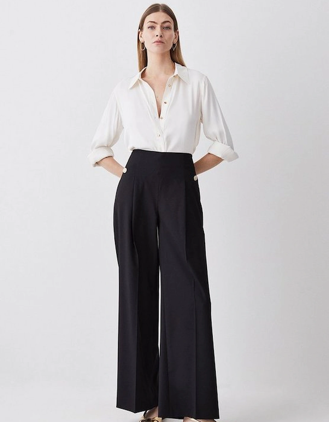 Polished High Waist Dart Detail Trousers, 5 of 4