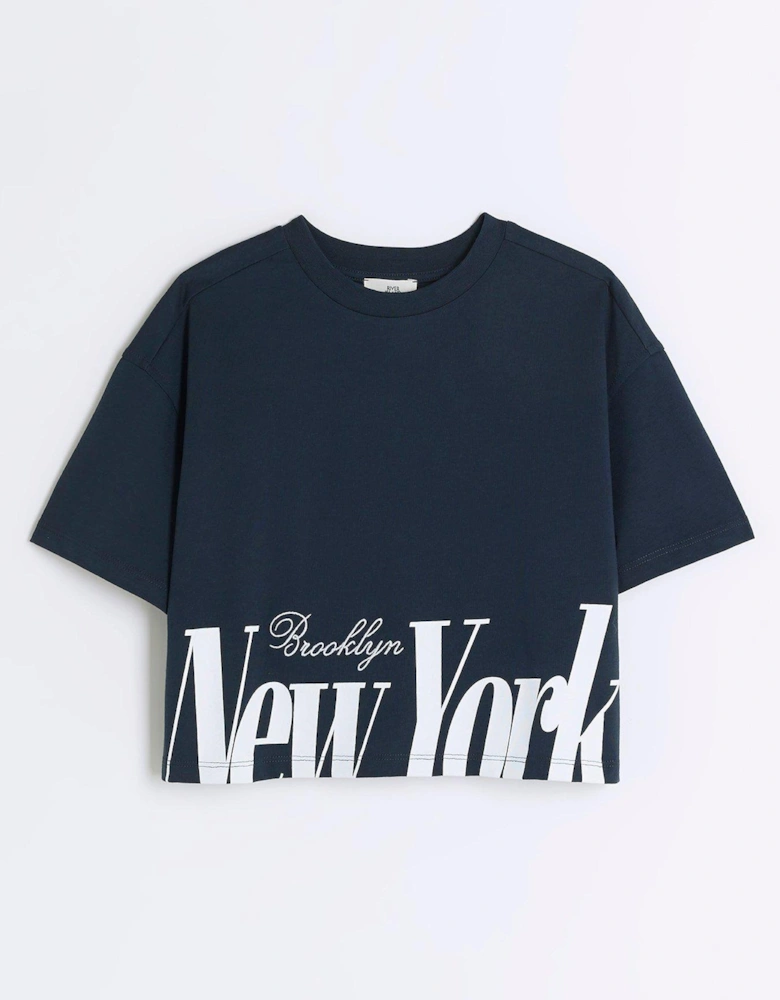 Girls New York Graphic T-shirt - Navy