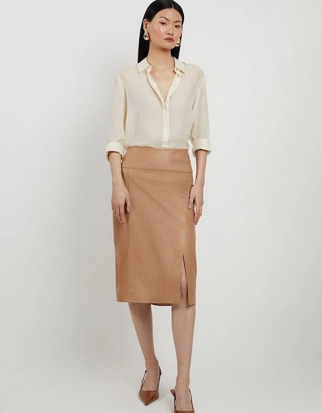 Leather Knee Length Pencil Skirt, 5 of 4