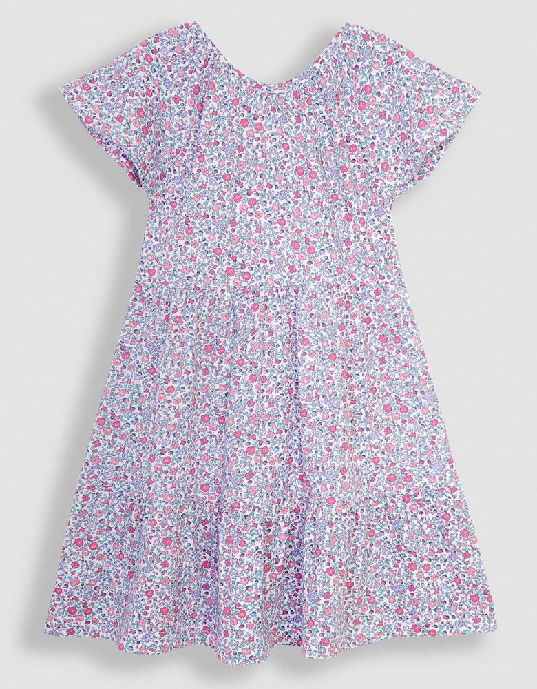 Girls Ditsy Floral Ruffle Sleeve Tiered Dress - Multi