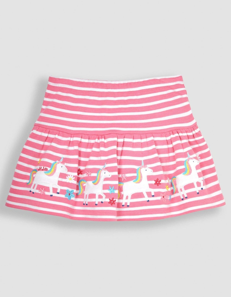 Girls Unicorn Applique Skort - Pink
