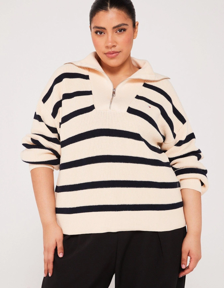 Plus Size Half Zip Sweatshirt - Navy
