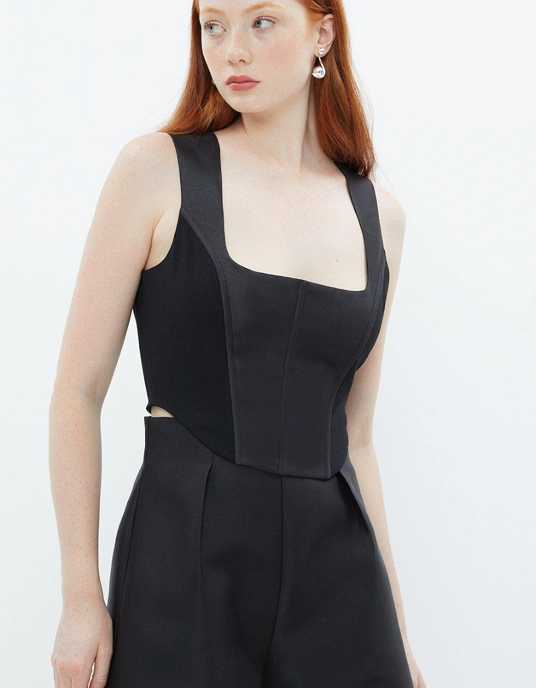 Square Neck Corset Top With Ponte Sides, 5 of 4