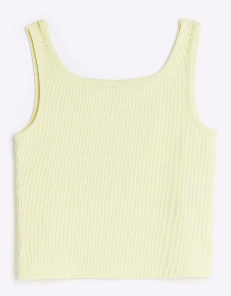 Girls Embroidered Logo Crop Vest - Yellow