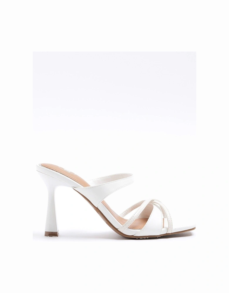 Strappy Heeled Mule - White