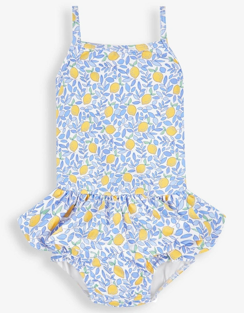 Girls Swimsuit with Integral Nappy - Yellow