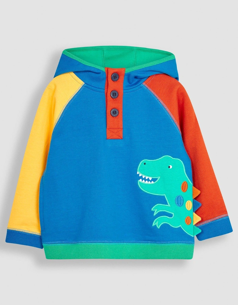Boys Dino Applique Hooded Sweatshirt - Blue