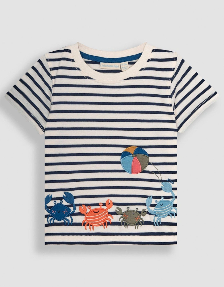 Boys Crab Applique T-Shirt - Navy
