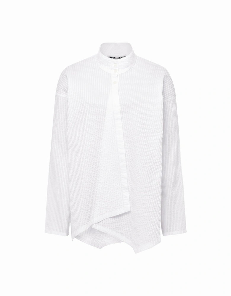 Asymmetric Pintuck Lawn Shirt