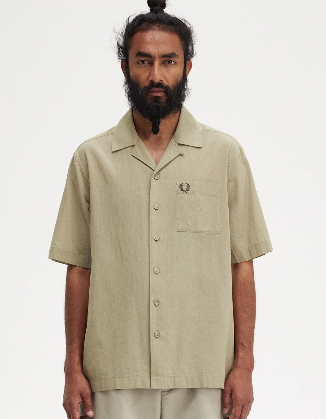 Mens Lightweight Texture Revere Collar Short Sleeve Shirt, 6 of 5
