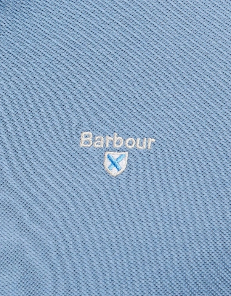 Men's Blue Tartan Pique Polo Shirt