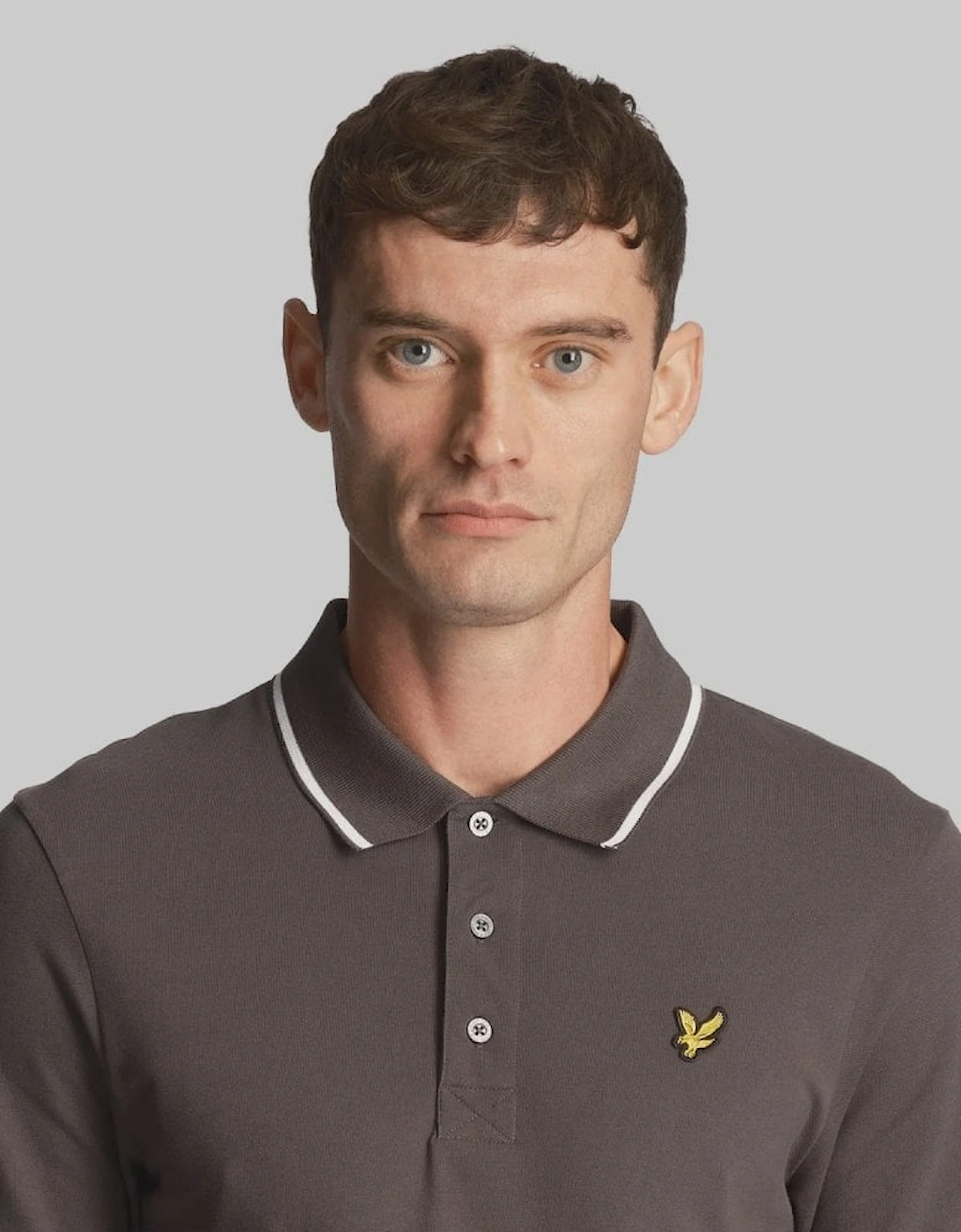 Lyle & Scott Tipped Polo Shirt - Gunmetal/ White